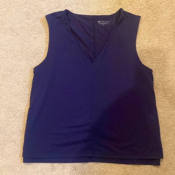 Athleta Tops - Athleta Navy V Neck Crop Top Sz Sm
